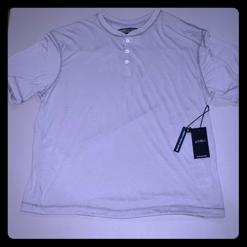 PD&C Athletic Stretch Mens L Button Tee T-Shirt